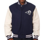 Navy White NFL Los Angeles Rams Varsity Jacket