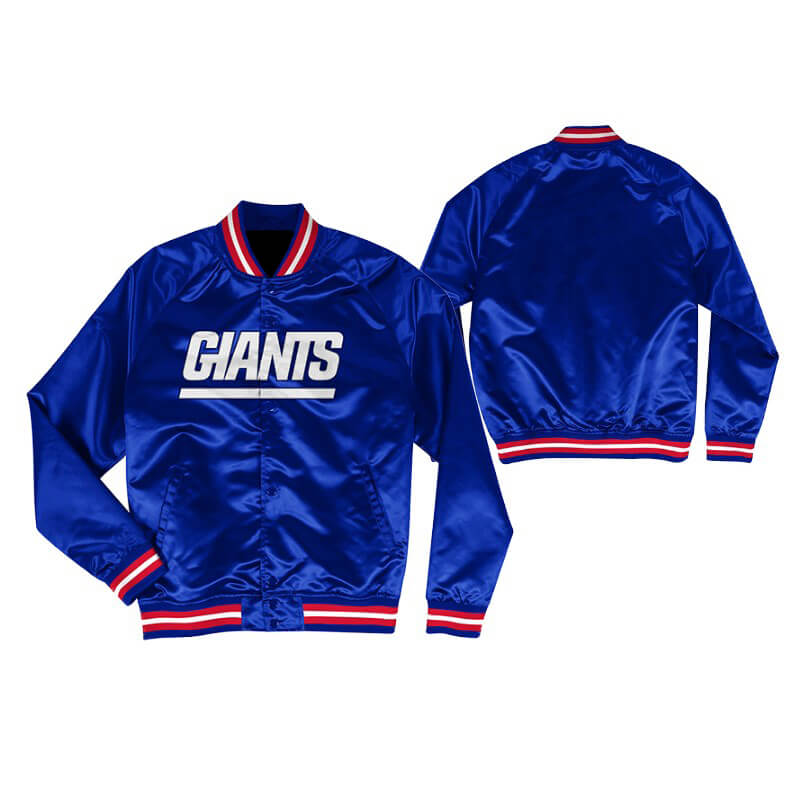 NEW YORK GIANTS TWO-TONE WOOL AND LEATHER JACKET - ROYAL/WHITE