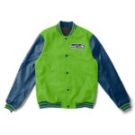 Varsity Seattle Seahawks Gray and Navy Blue Jacket