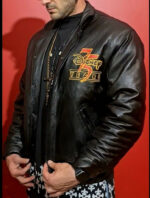 Vintage Disney 75 Years Black Leather Jacket