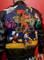 Vintage Disney 75 Years Black Leather Jacket