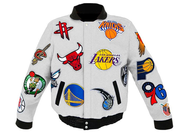 Yellow NBA Teams Collage Jeff Hamilton Leather Jacket
