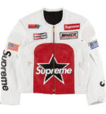 White Red Supreme Leather Jacket