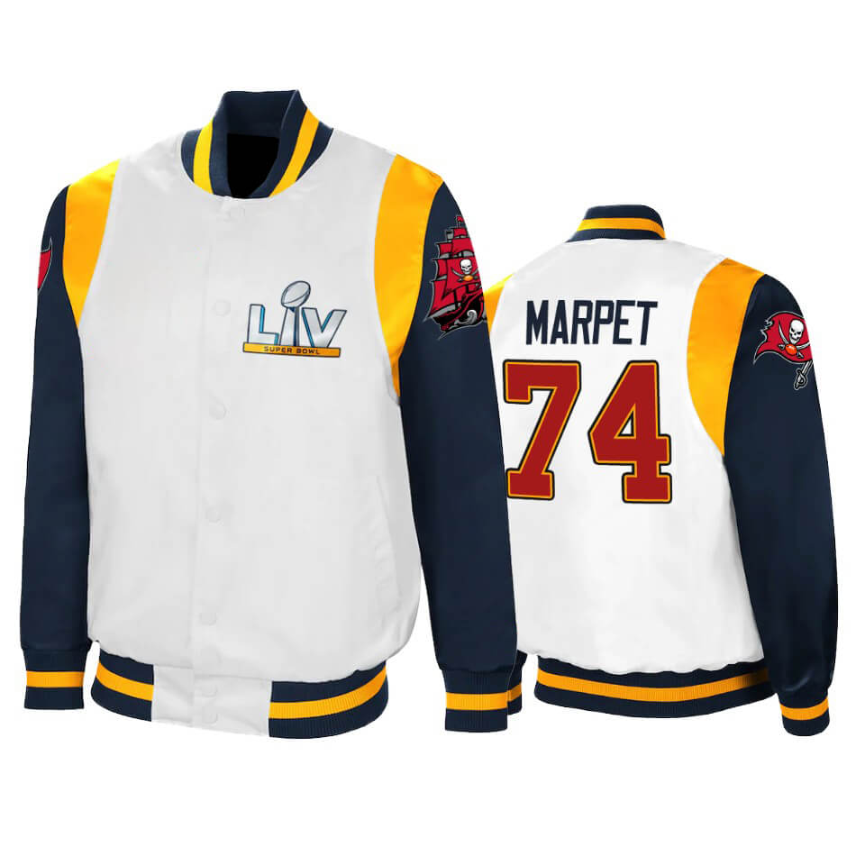 Ali Marpet Tampa Bay Buccaneers White Satin Jacket - Maker of Jacket