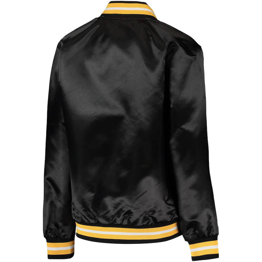 Maker of Jacket Sports Leagues Jackets NFL Team Pittsburgh Steelers Black Satin