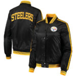 Black Yellow NFL Pittsburgh Steelers Satin Jacket