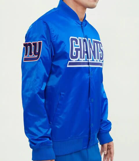 Satin New York Giants Throwback White and Blue Jacket - Jacket Makers