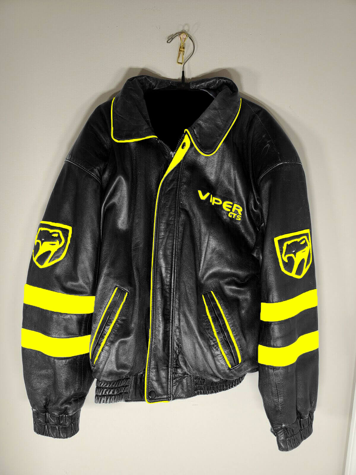 Black and Yellow Leather Jacket | Free Shipping USA
