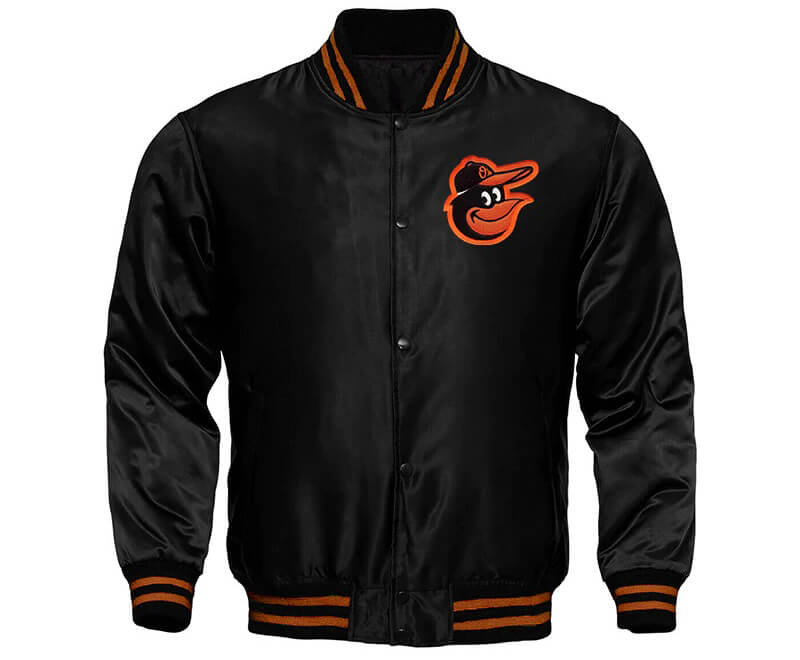 MLB Baltimore Orioles Black Locker Room Satin Jacket - Maker of Jacket