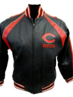 MLB Black Cincinnati Reds Leather Jacket