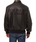 MLB Black Colorado Rockies Leather Jacket