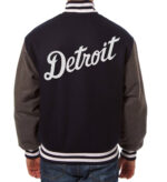 Detroit Tigers Two-Tone Wool and Leather Jacket - Navy/White 4X-Large