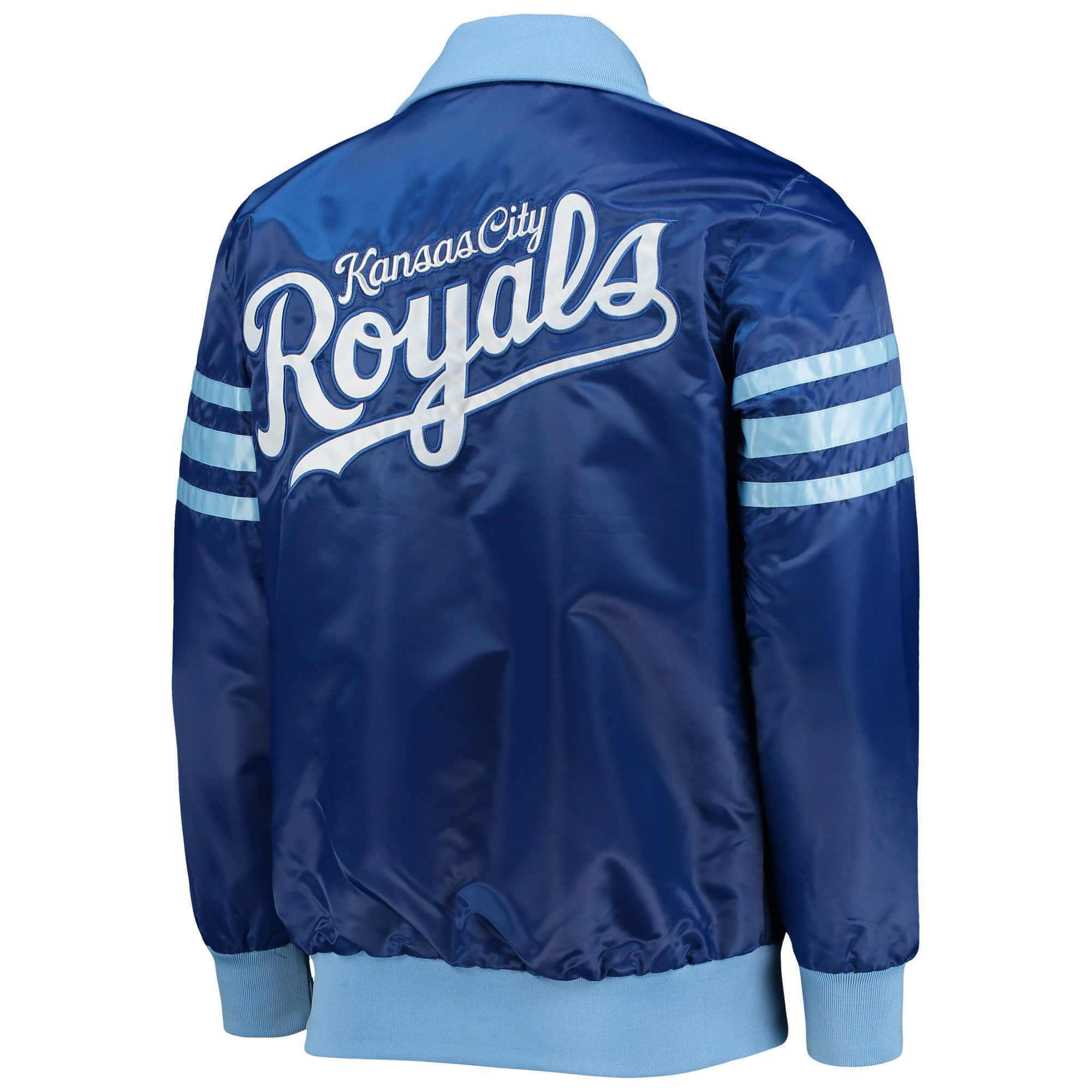 Maker of Jacket MLB Kansas City Royals White and Blue Satin