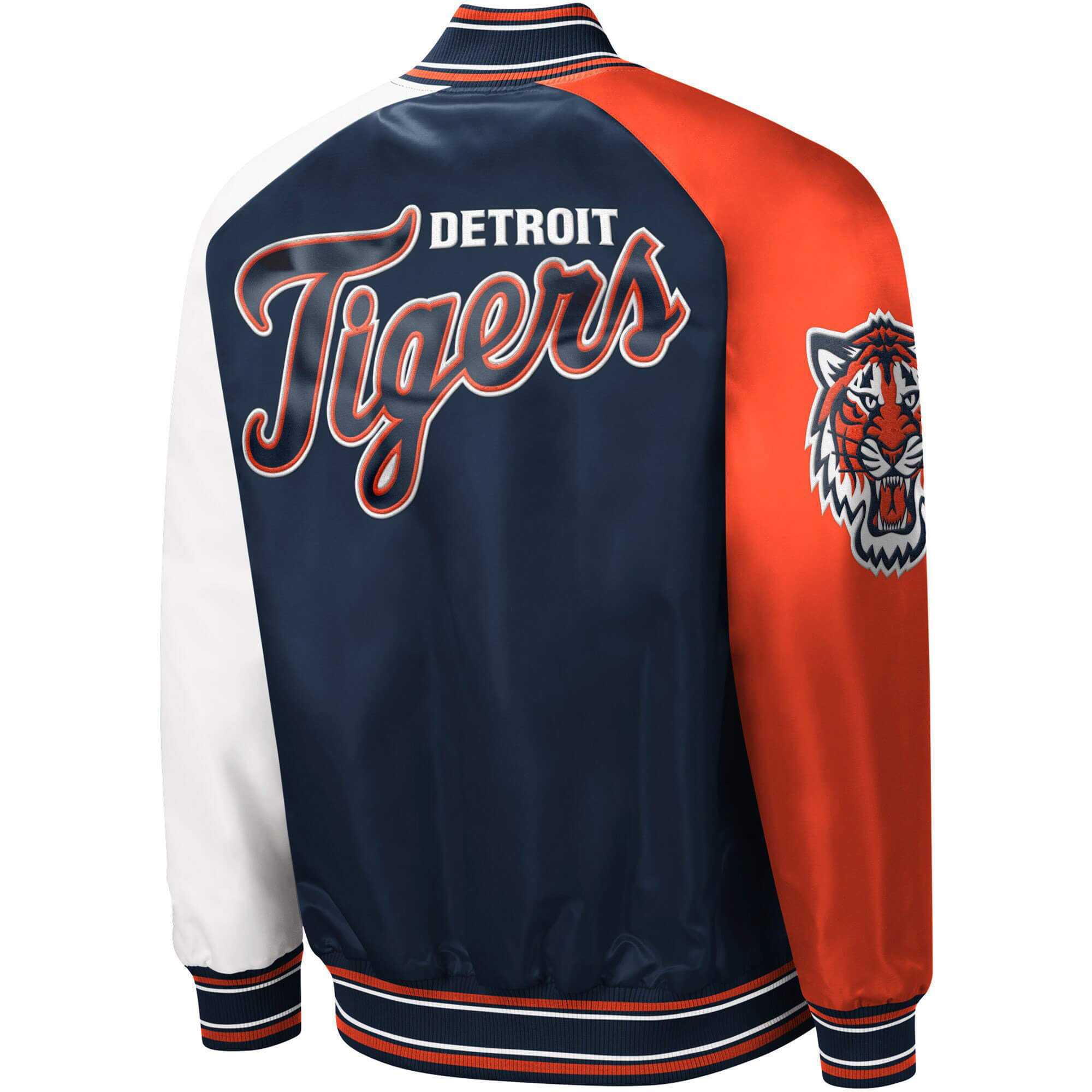 Maker of Jacket MLB Detroit Tigers Navy Orange Satin
