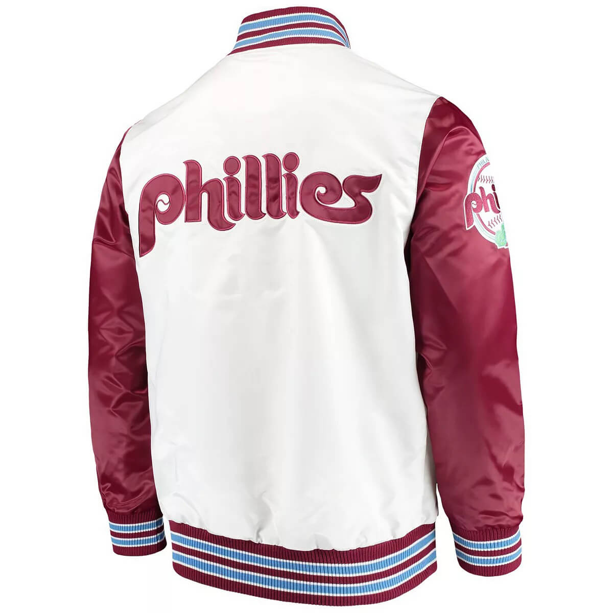 Maker of Jacket Sports Leagues Jackets MLB Red Philadelphia Phillies Satin