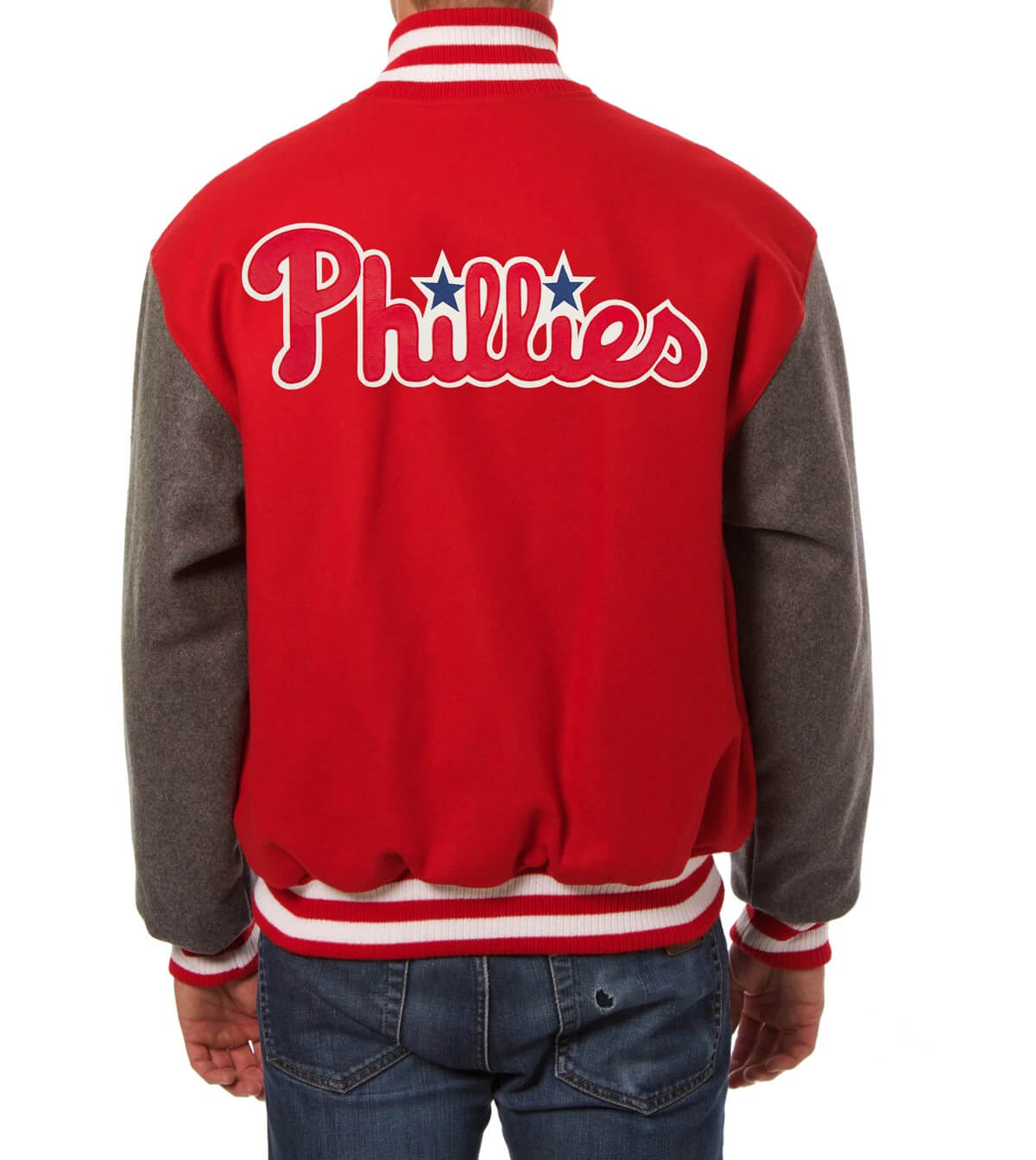 Two Tone Philadelphia Phillies Varsity Black and Red Jacket