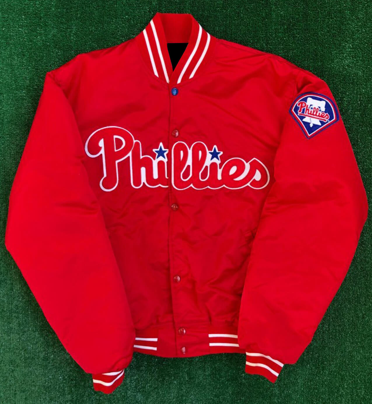 Maker of Jacket Sports Leagues Jackets MLB Red Philadelphia Phillies Satin