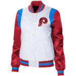 MLB White Red Philadelphia Phillies Satin Jacket