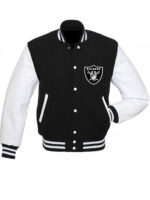 NFL Black White Las Vegas Raiders Varsity Jacket