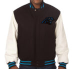 NFL Carolina Panthers Brown And White Varsity Jacket