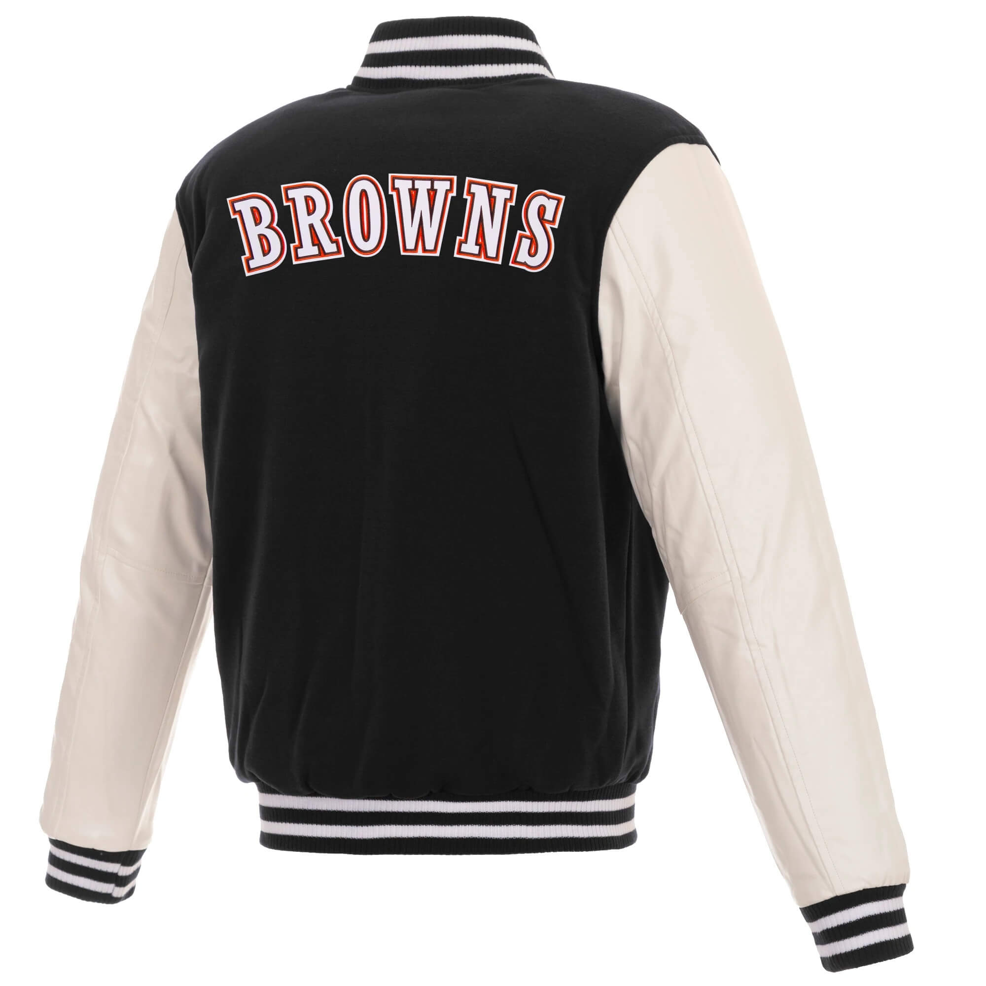 Maker of Jacket NFL Cleveland Browns Black and White Varsity