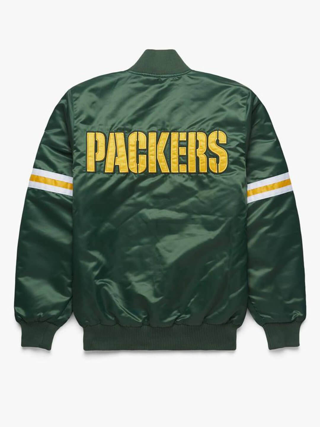 Satin Green and Yellow Green Bay Packers Leader Jacket - Jacket Makers