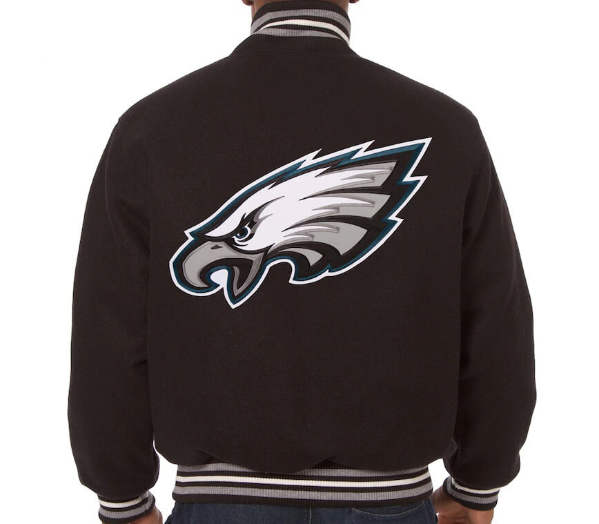 Two Tone NFL Philadelphia Eagles Black and White Varsity Jacket