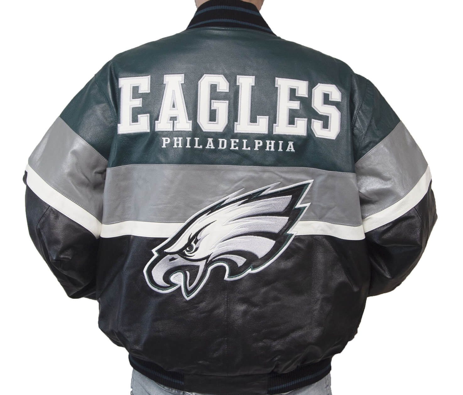 Philadelphia Eagles NFL Motor Fleece Leather Jacket
