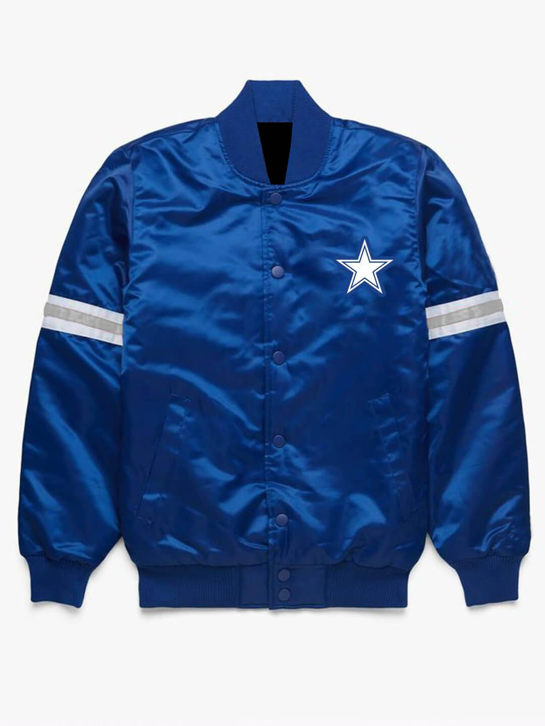 Starter Dallas Cowboys Classic Satin Mens Jacket White Blue