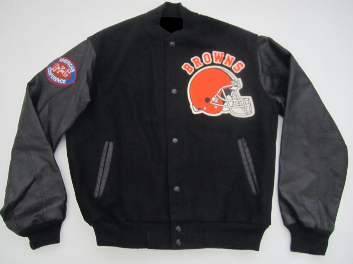 NFL Black and White Cleveland Browns Varsity Jacket - HJacket