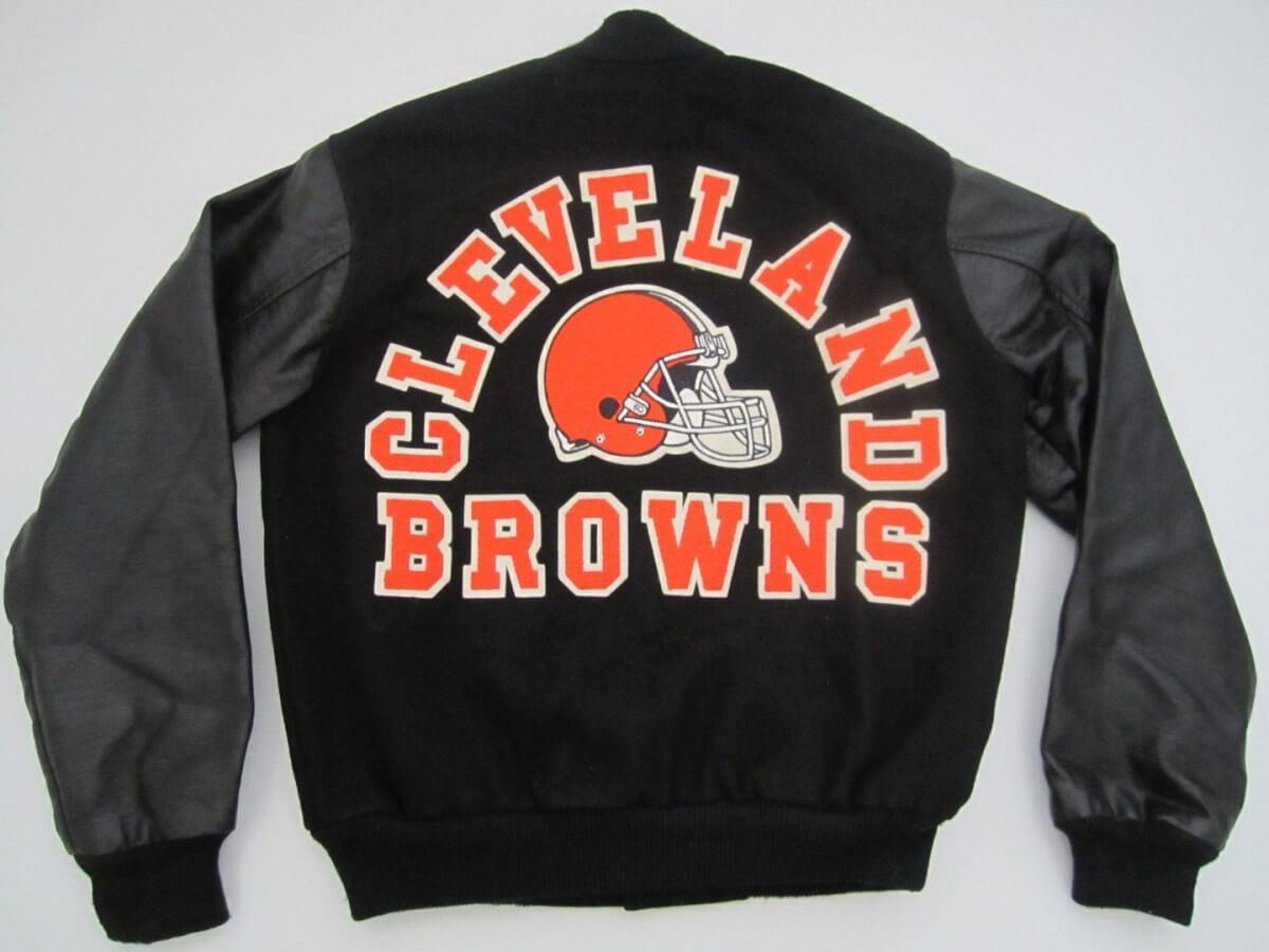 Maker of Jacket NFL Cleveland Browns Black and White Varsity