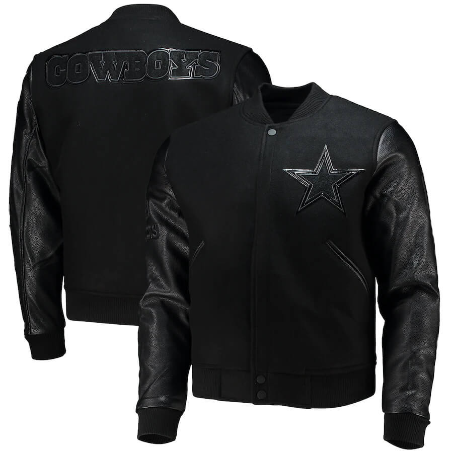 Men's Skull Dallas Cowboys Black Leather Jacket - Dallas Cowboys Home