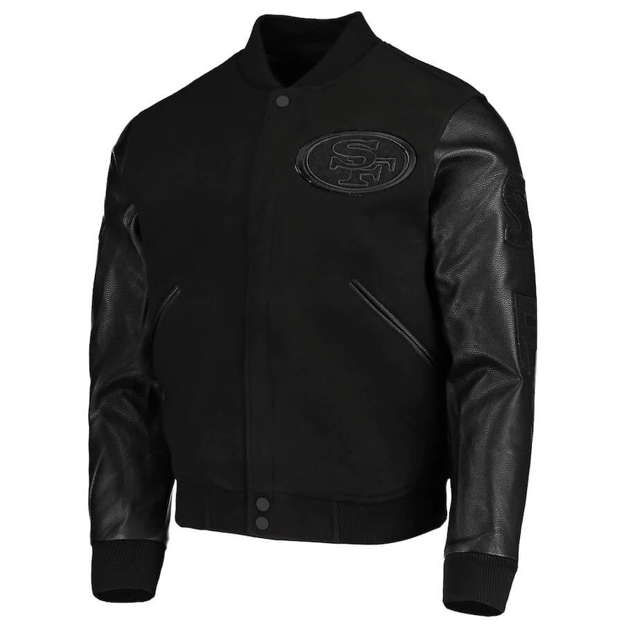 Maker of Jacket Fashion Jackets Black San Francisco 49ers NFL Varsity