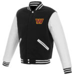 NFL Washington Commanders Black White Varsity Jacket