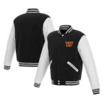 NFL Washington Commanders Black White Varsity Jacket