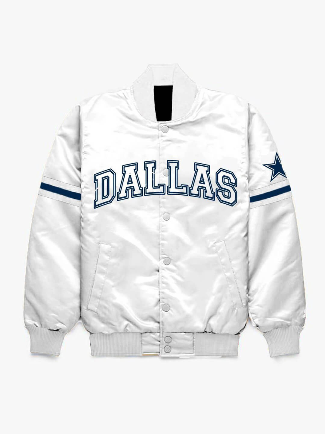 NFL White Dallas Cowboys Satin Jacket - Maker of Jacket