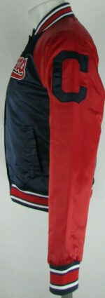 Navy Red MLB Cleveland Indians Satin Jacket