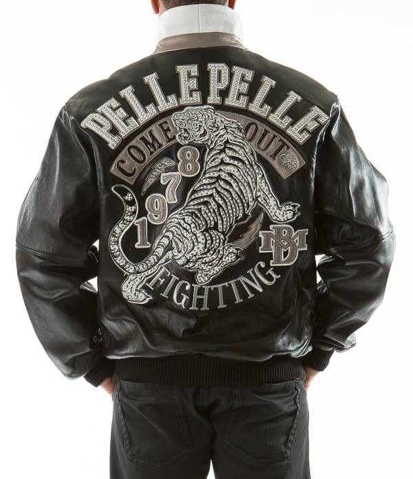 Pelle Pelle Black Come Out Fighting Tiger Leather Jacket - Maker