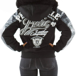 Pelle Pelle Black Exotic Fur Hood Wool Jacket