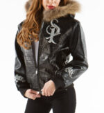 Pelle Pelle Black Royal Fur Hood Leather Jacket