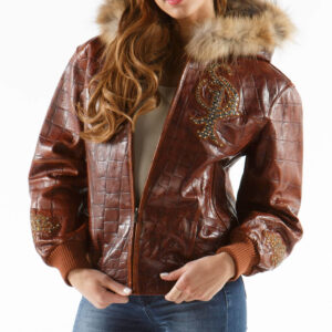 Pelle Pelle Brown Royal Fur Hood Leather Jacket