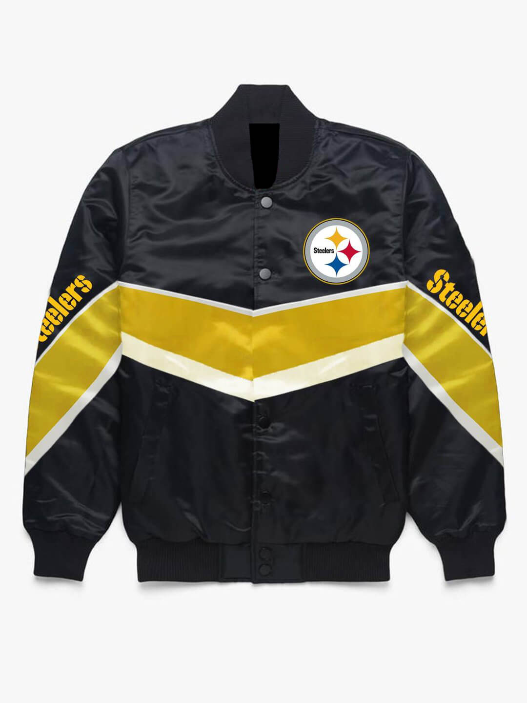 Pittsburgh Steelers Starter Women's Line Up Satin Full-Snap Varsity Jacket  - Black