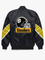 Pittsburgh Steelers NFL Black Yellow Satin Jacket