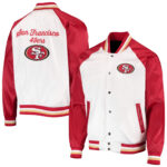 Maker of Jacket Sports Leagues Jackets NFL Scarlet Gold San Francisco 49ers Leader Satin