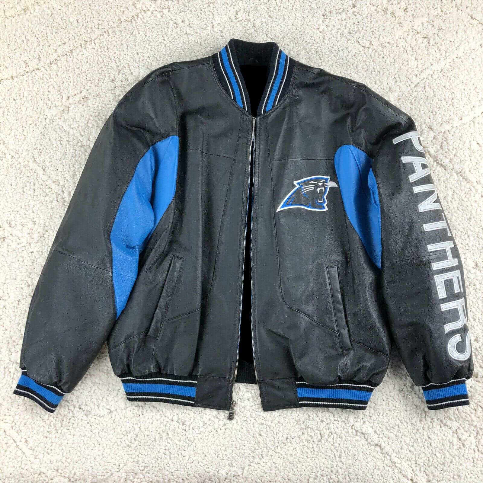 Carolina Panthers Men’s Leather Jacket L Black NFL Large GIII 