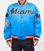 Vintage MLB Blue Miami Marlins Satin Jacket