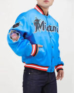 Vintage MLB Blue Miami Marlins Satin Jacket