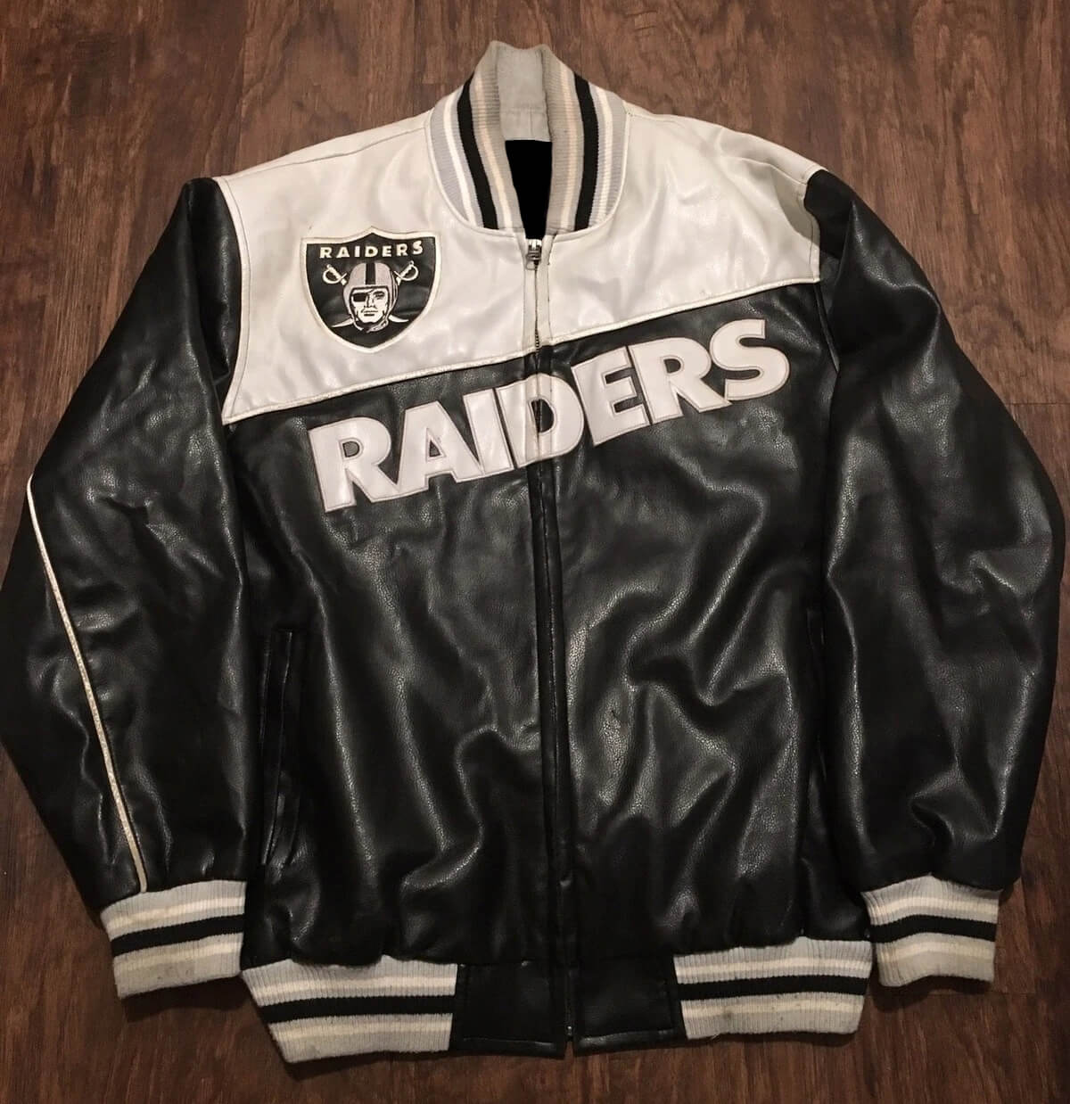 Vintage Los Angeles Raiders Patch Silver and Black with Raiders Logo Used