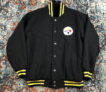 Pittsburgh Steelers / Charcoal and Black - NFL Wool Reversible Jacket