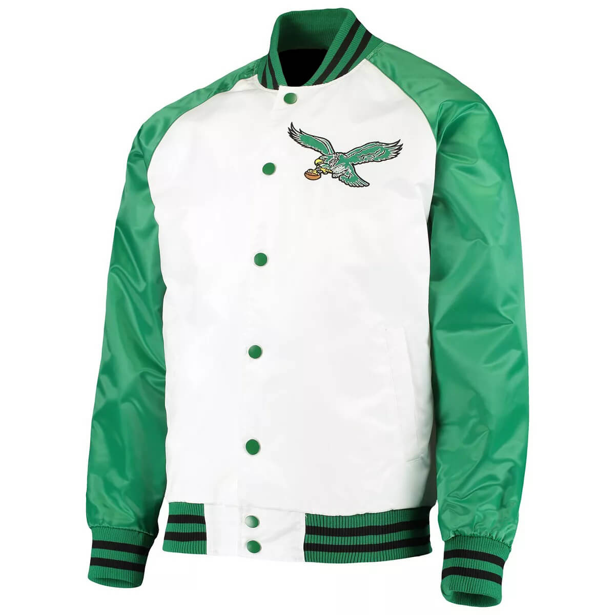 Maker of Jacket Sports Leagues Jackets NFL Philadelphia Eagles White Satin